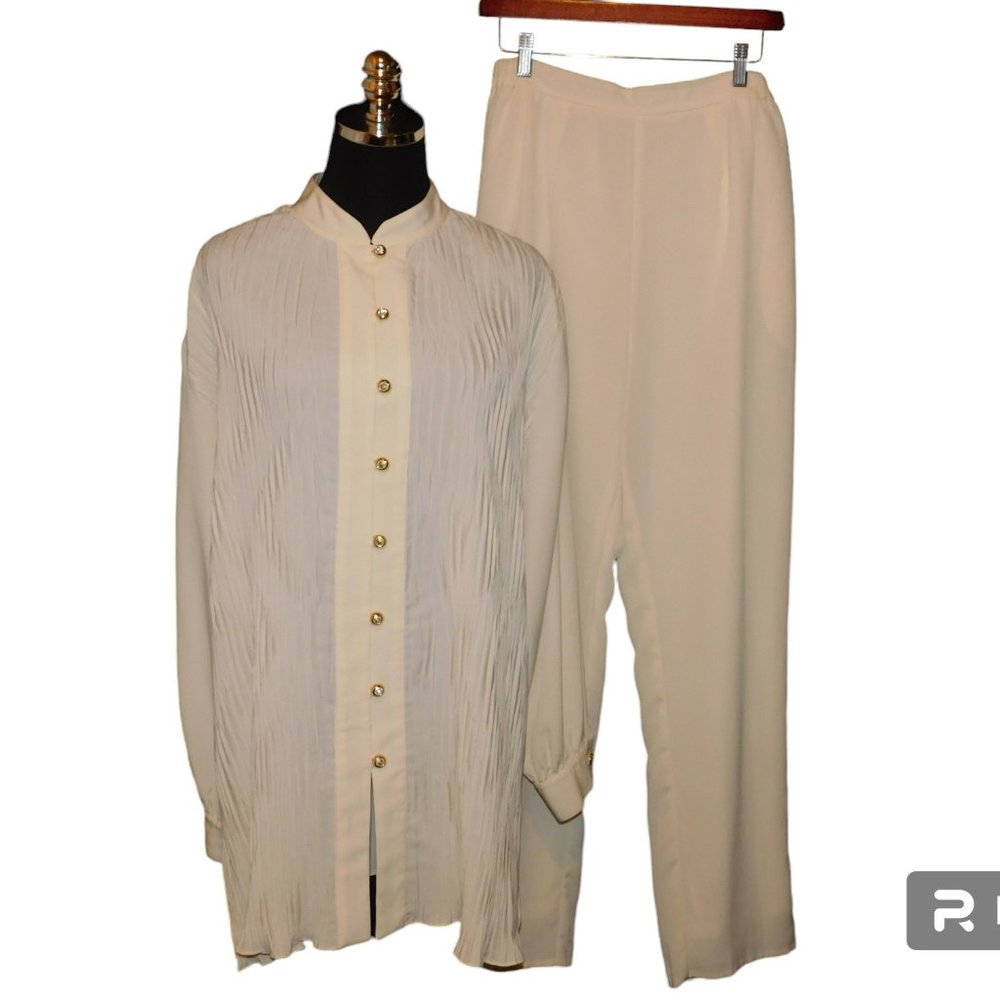 Three Flags California Vintage Pants & Button Up Tunic Blouse Size 12